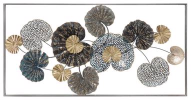 Fali dekoráció mintás lótuszlevelekkel, antracit,  sötétzöld, arany - NENUFETTE - Butopêa